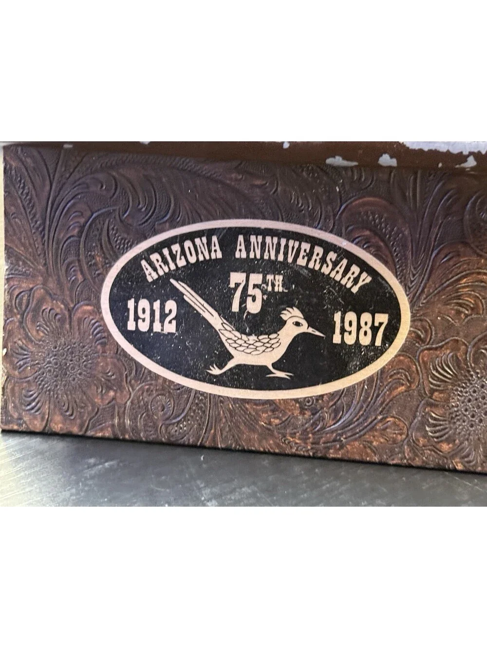Vintage 1987 Arizona 75th Anniversary Roadrunner Metal Napkin Letter Holder